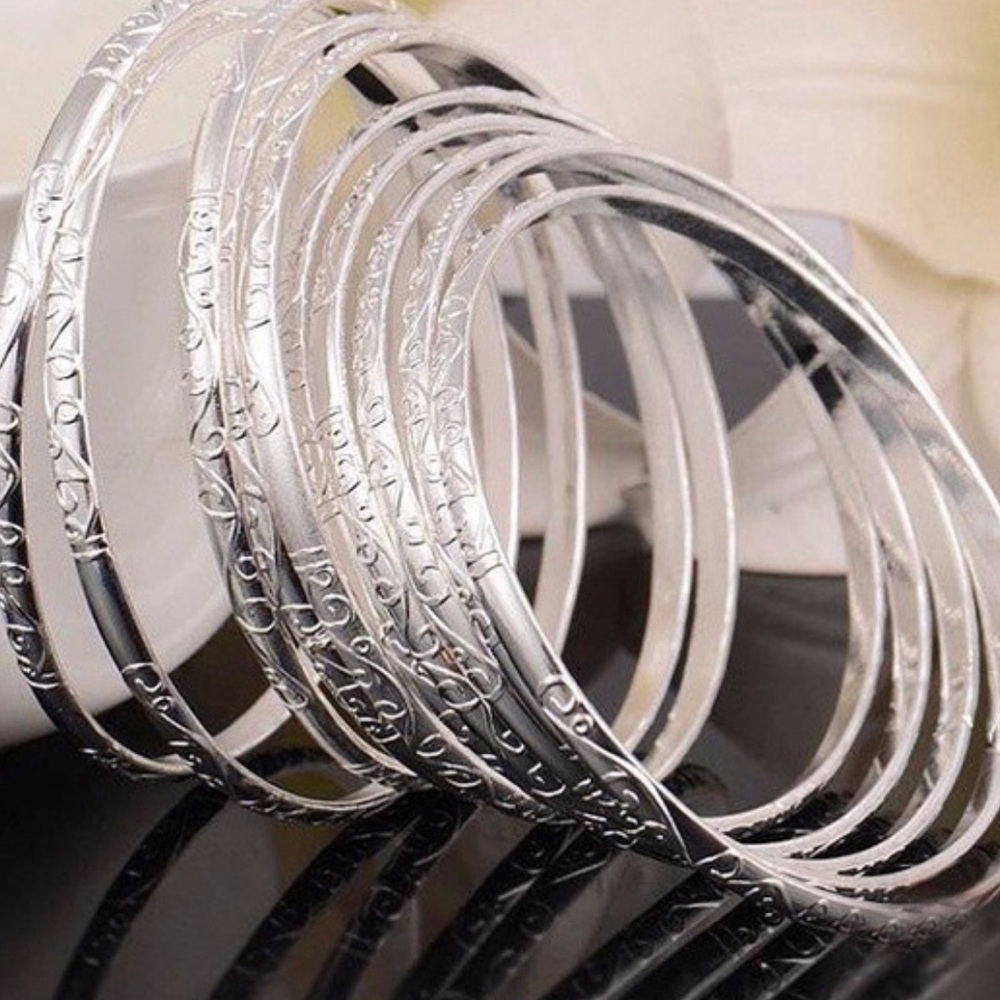 Set 3 Silver Bangle Set
